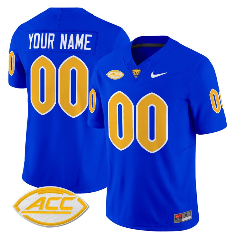 Men's Nike Custom Pittsburgh Panthers Jersey Name and Number Vapor College Football Stitched Royal