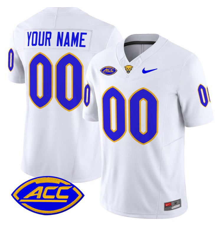 Men's Nike Custom Pittsburgh Panthers Jersey Name and Number Vapor Limited College Football Stitched White