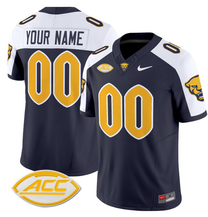 Men's Nike Custom Pittsburgh Panthers Jersey Name and Number Vapor Football Stitched Navy Alternate