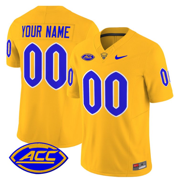 Men's Nike Custom Pittsburgh Panthers Jersey Name and Number Vapor Limited College Football Stitched Gold