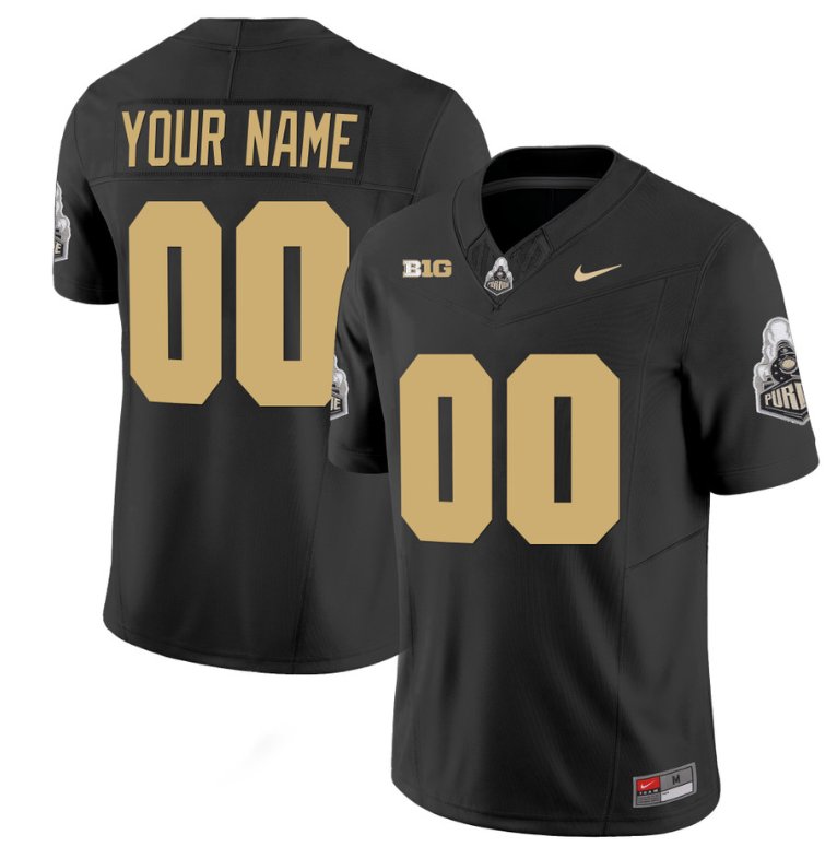 Men's Nike Custom Purdue Boilermakers Jersey Name and Number Vapor Football Stitched Black