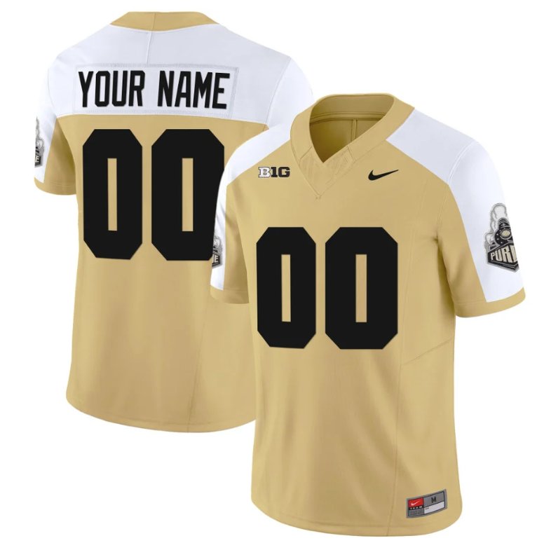 Men's Nike Custom Purdue Boilermakers Jersey Name and Number Vapor Football Stitched Gold Alternate