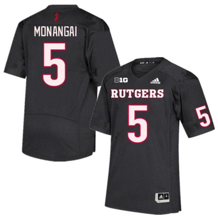 Men's Adidas Rutgers Scarlet Knights #5 Kyle Monangai Jersey Black College Football