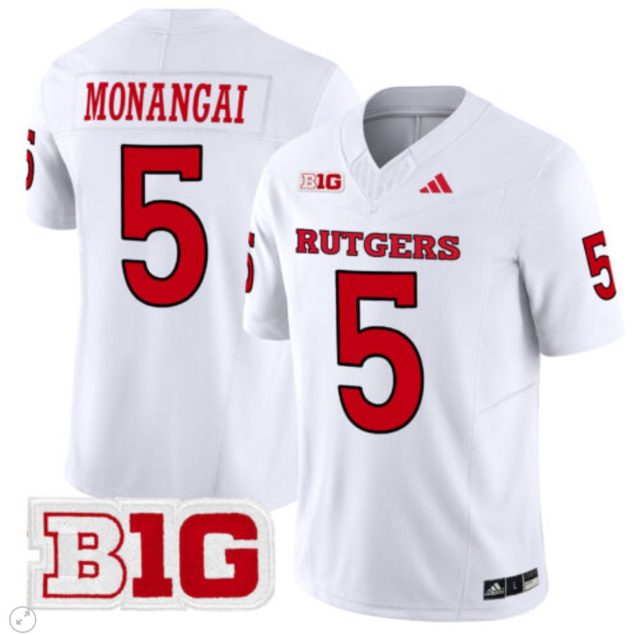 Men's Adidas Kyle Monangai Jersey #5 Rutgers Scarlet Knights Vapor Limited Football White