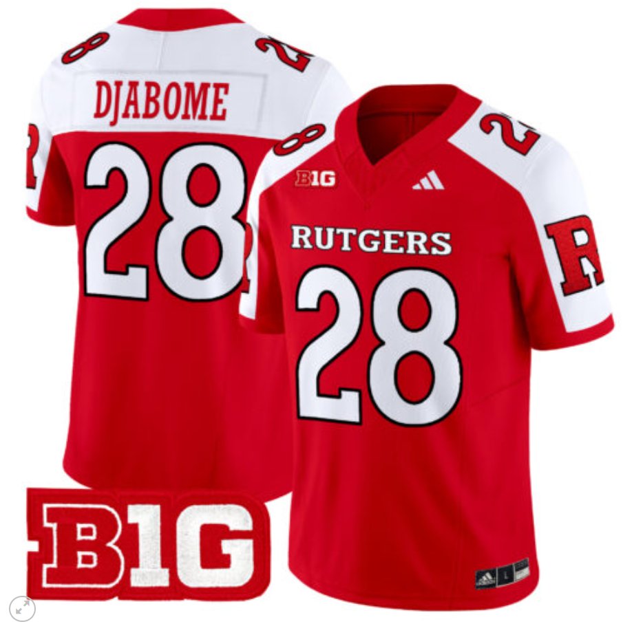 Men's Adidas Dariel Djabome Jersey #28 Rutgers Scarlet Knights Vapor Limited Football Red Alternate