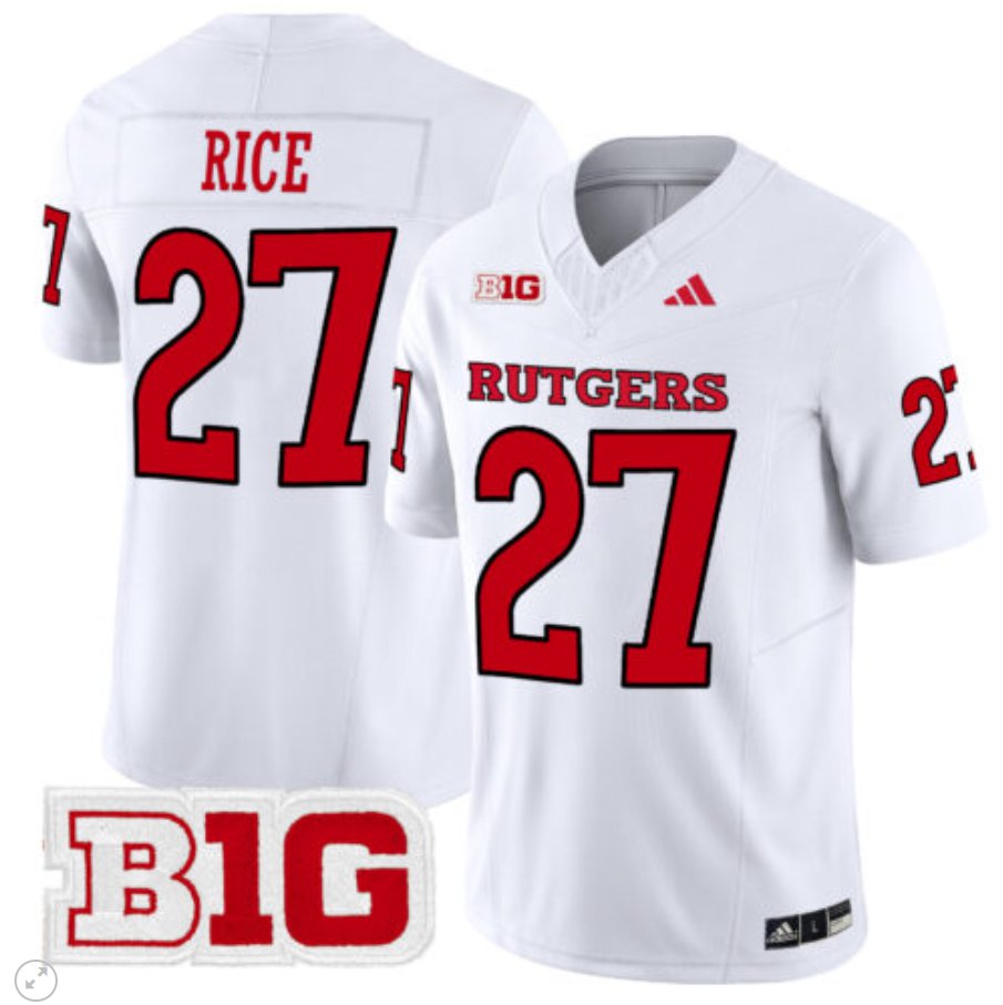 Men's Adidas Ray Rice Jersey #27 Rutgers Scarlet Knights Vapor Limited Football White