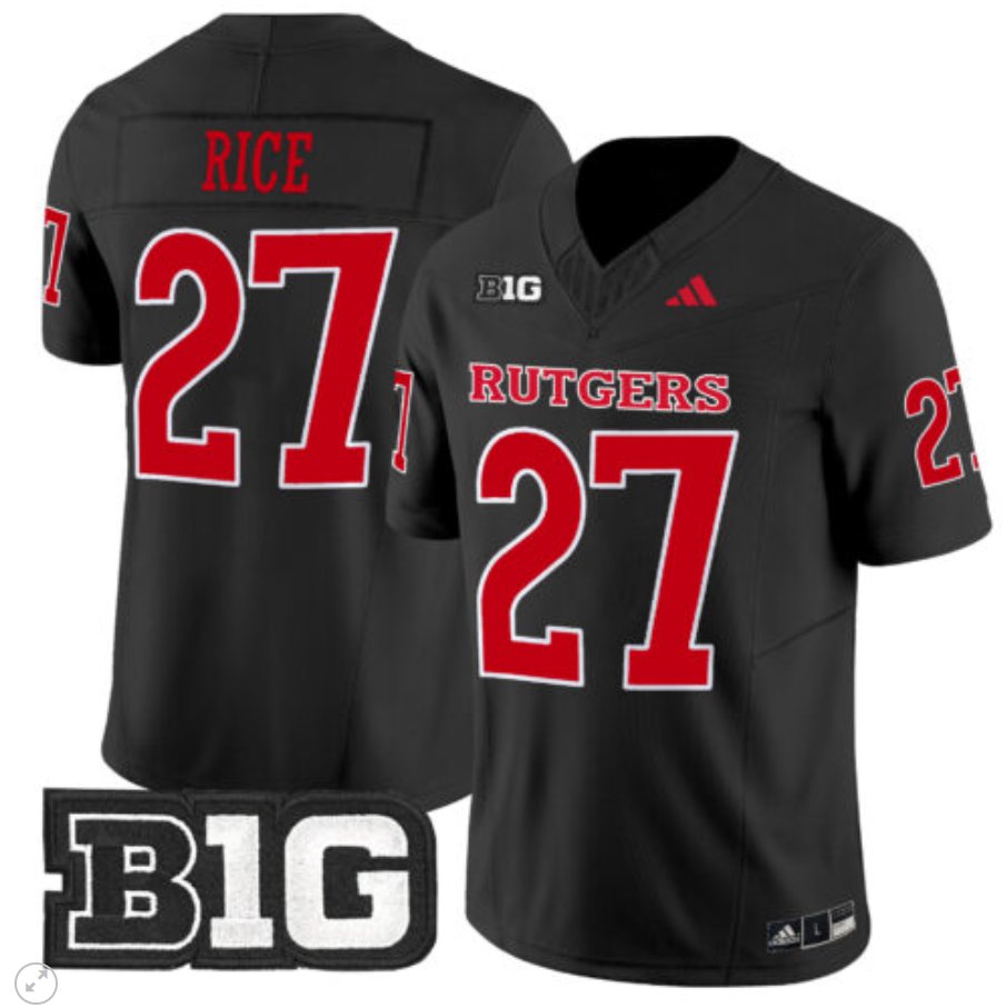 Men's Adidas Ray Rice Jersey #27 Rutgers Scarlet Knights Vapor Limited Football Black