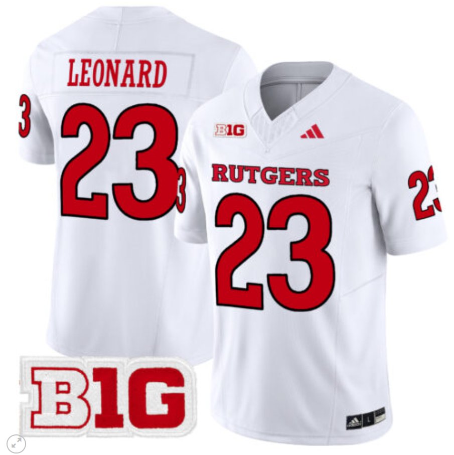 Men's Adidas Brian Leonard Jersey #23 Rutgers Scarlet Knights Vapor Limited Football White