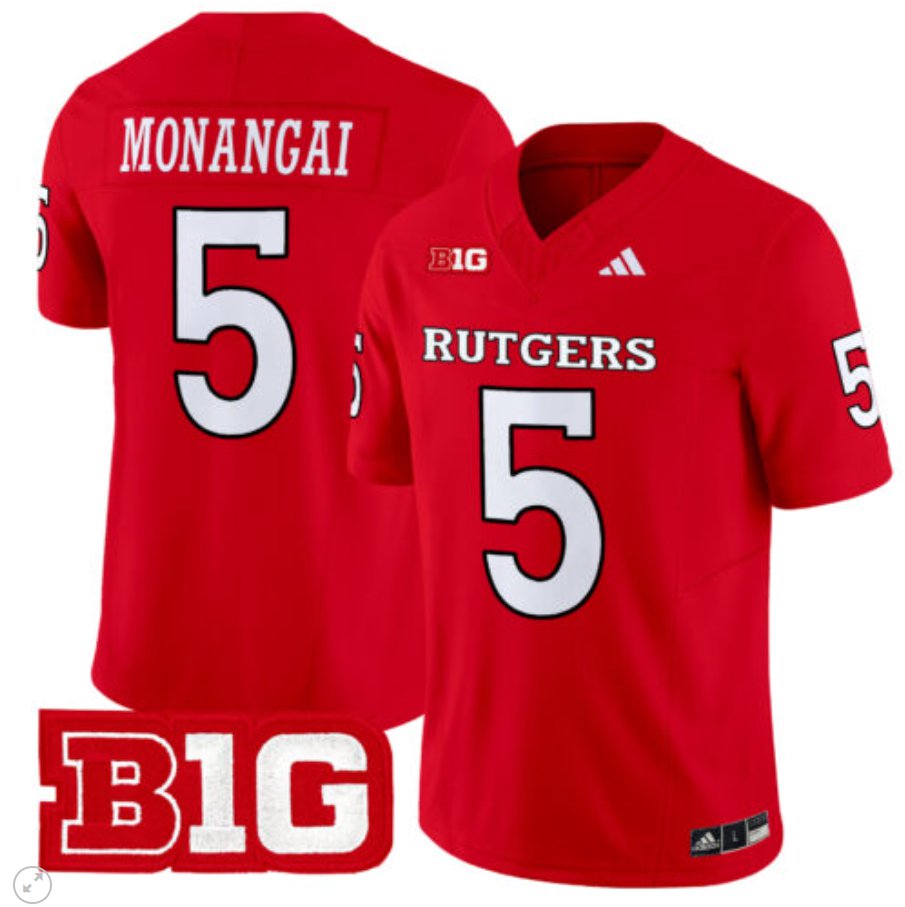 Men's Adidas Kyle Monangai Jersey #5 Rutgers Scarlet Knights Vapor Limited Football Red