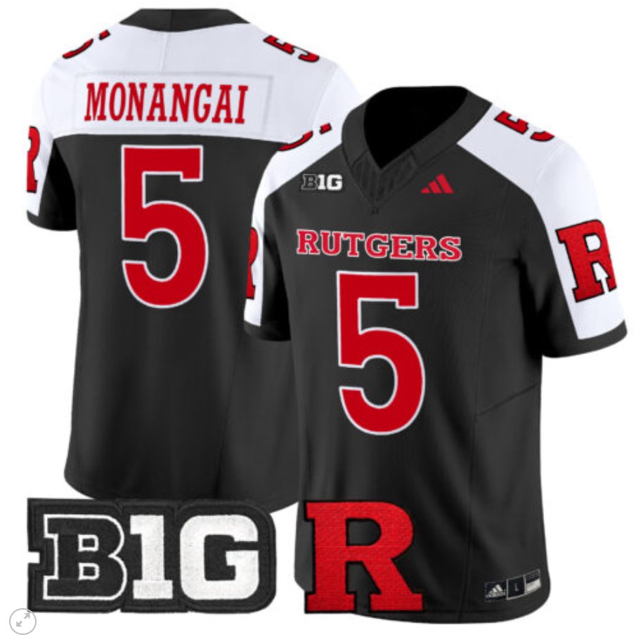 Men's Adidas Kyle Monangai Jersey #5 Rutgers Scarlet Knights Vapor Limited Football Black Alternate