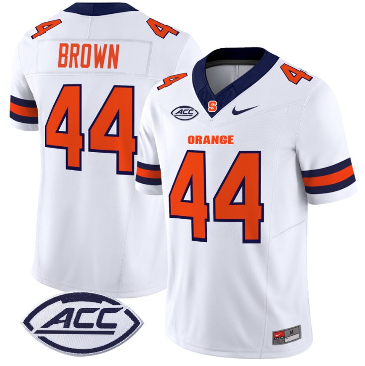 Men's Nike Jim Brown Jersey #44 Syracuse Orange Vapor Limited College Football White