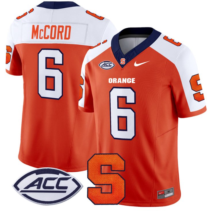 Men's Nike Kyle McCord Jersey #6 Syracuse Orange Vapor Limited College Football Orange Alternate