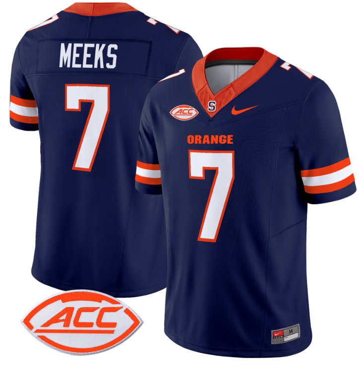 Men's Nike Jackson Meeks Jersey #7 Syracuse Orange Vapor Limited College Football Navy