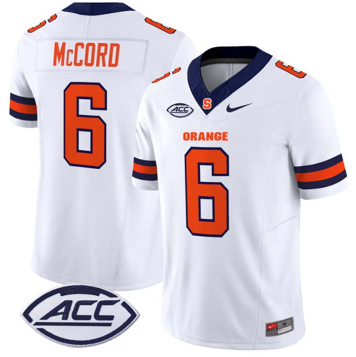 Men's Nike Kyle McCord Jersey #6 Syracuse Orange Vapor Limited College Football White