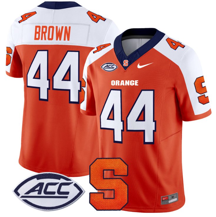 Men's Nike Jim Brown Jersey #44 Syracuse Orange Vapor Limited College Football Orange Alternate