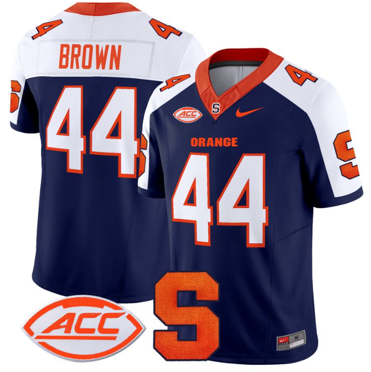 Men's Nike Jim Brown Jersey #44 Syracuse Orange Vapor Limited College Football Navy Alternate