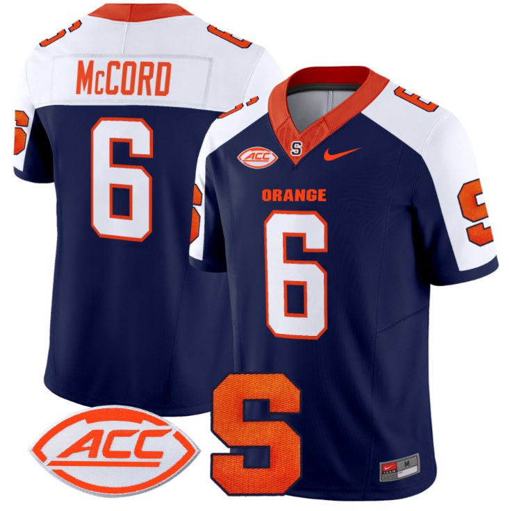 Men's Nike Kyle McCord Jersey #6 Syracuse Orange Vapor Limited College Football Navy Alternate