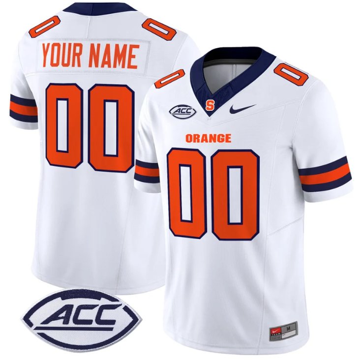 Men's Nike Custom Syracuse Orange Jersey Name and Number Vapor Limited College Football White