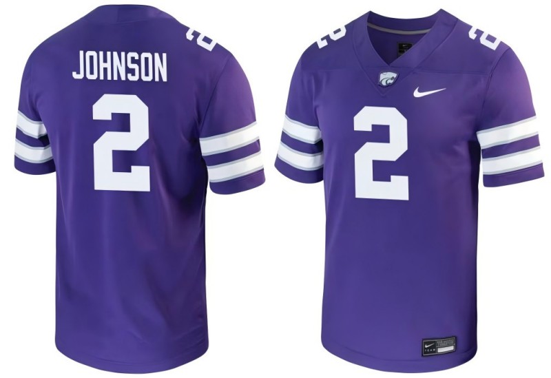 Men's Nike Avery Johnson Jersey Purple #2 Kansas State Wildcats Game NCAA College Football