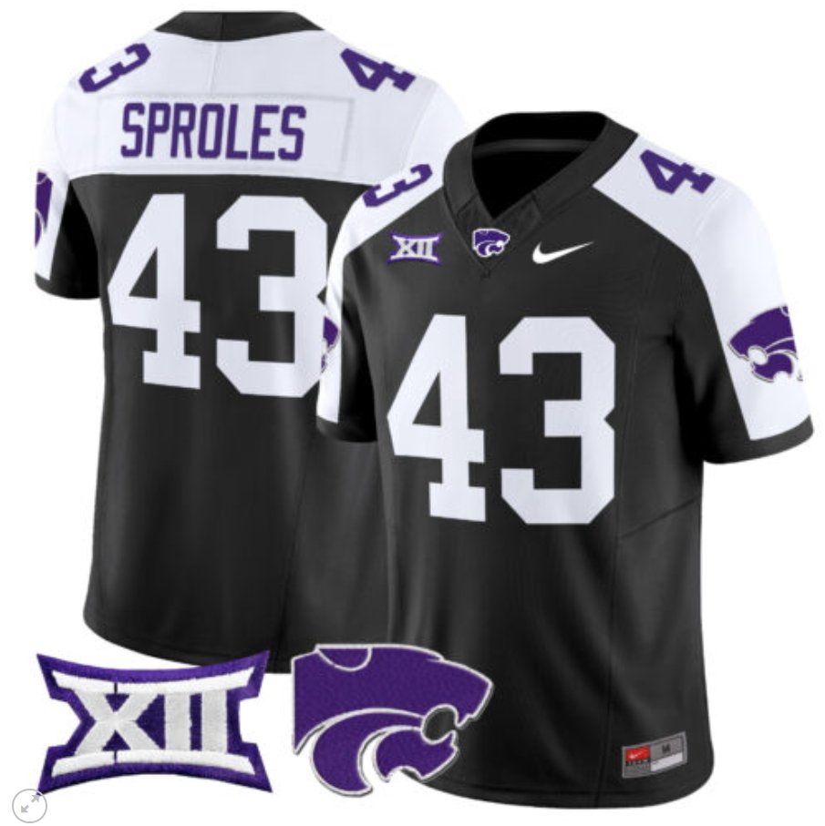 Men's Nike Darren Sproles Jersey #43 Kansas State Wildcats Vapor Limited Football Black Alternate