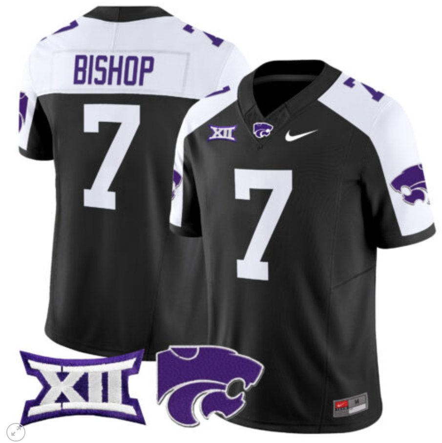 Men's Nike Michael Bishop Jersey #7 Kansas State Wildcats Vapor Limited Football Black Alternate