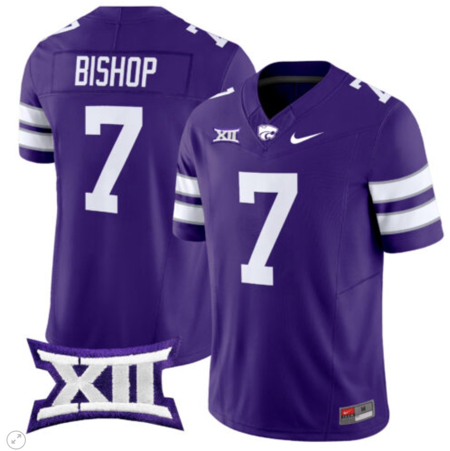 Men's Nike Michael Bishop Jersey #7 Kansas State Wildcats Vapor Limited Football Purple