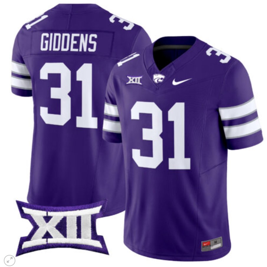 Men's Nike Dj Giddens Jersey #31 Kansas State Wildcats Vapor Limited Football Purple