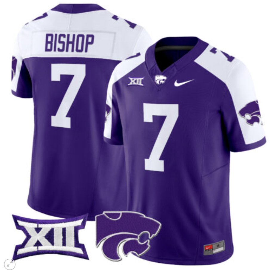 Men's Nike Michael Bishop Jersey #7 Kansas State Wildcats Vapor Limited Football Purple Alternate