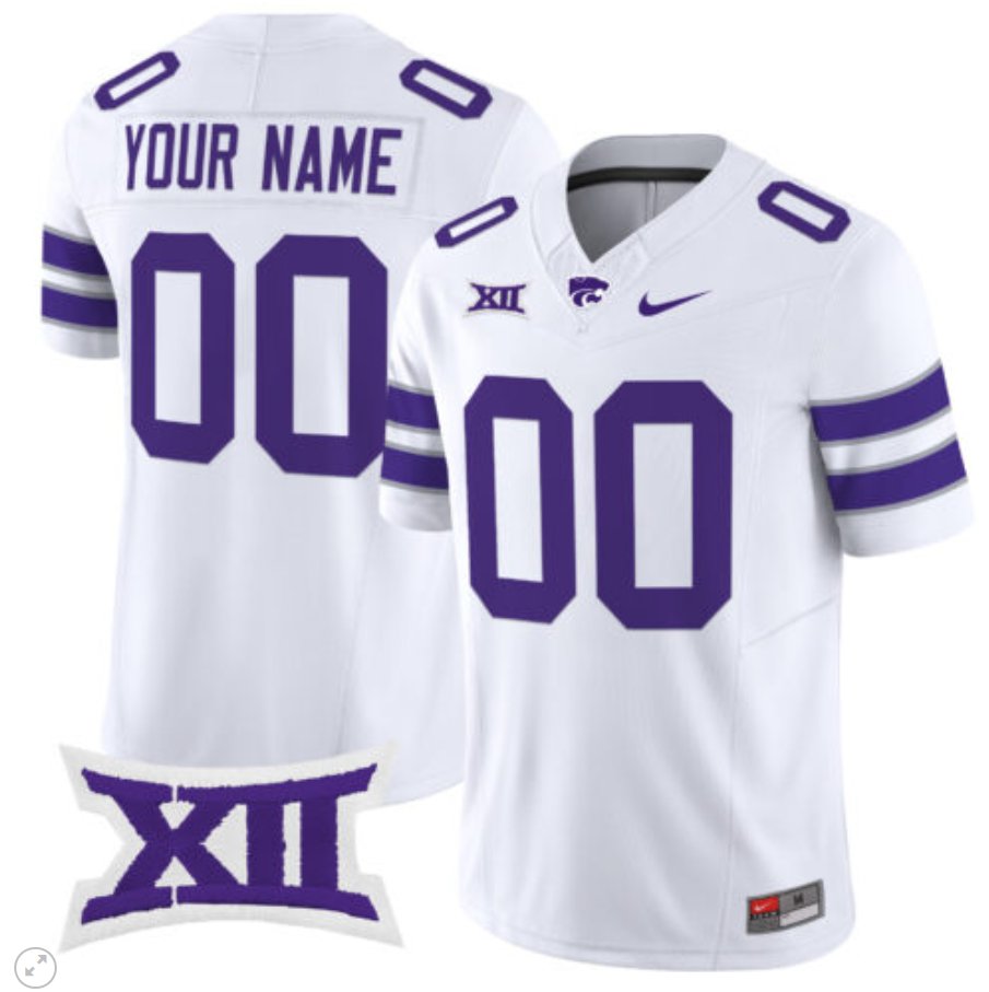 Men's Nike Custom Kansas State Wildcats Jersey Name and Number Vapor Limited Football White