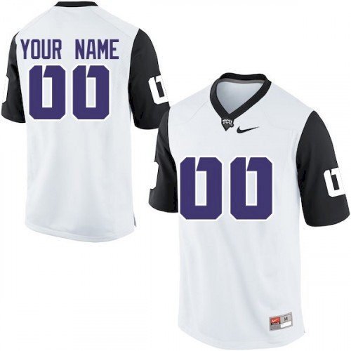 Men's Nike Custom TCU Horned Frogs Jersey Name and Number NCAA College Football White