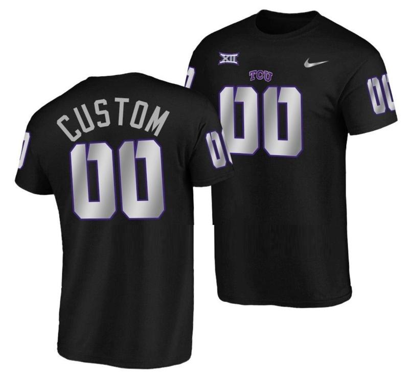 Men's Nike Custom TCU Horned Frogs Jersey Name and Number NCAA College Football Blackout