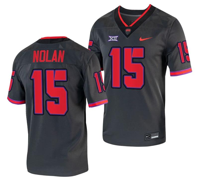 Men's Nike TCU Horned Frogs Chance Nolan Jersey Alternate College Football Grey Replica #15