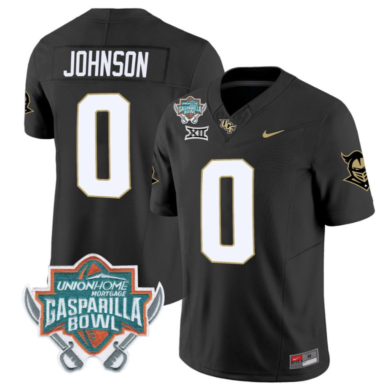 Men's Nike Jason Johnson Jersey #0 UCF Knights Unionhome Patch Vapor Football Stitched Black