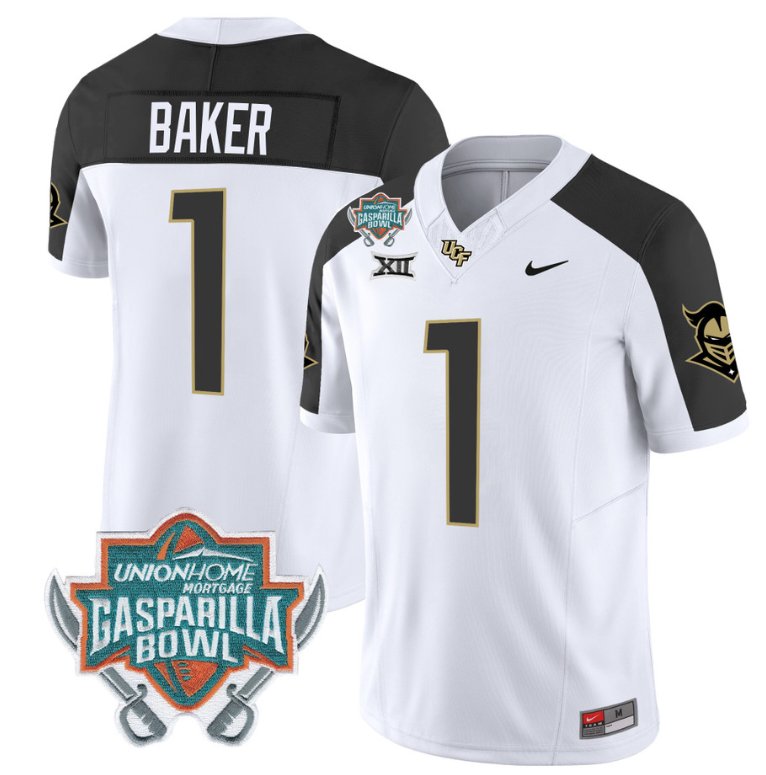 Men's Nike Javon Baker Jersey #1 UCF Knights Unionhome Patch Vapor Football Stitched Inverted