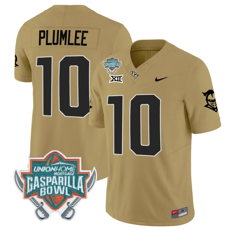 Men's Nike John Rhys Plumlee Jersey #10 UCF Knights Unionhome Patch Vapor Football Stitched Gold