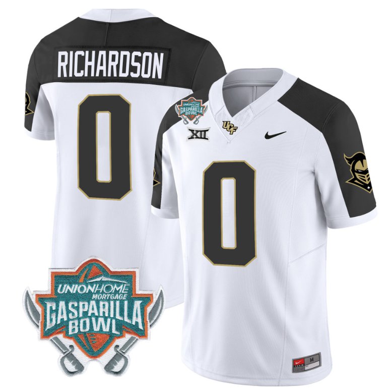 Men's Nike Johnny Richardson Jersey #0 UCF Knights Unionhome Patch Vapor Football Stitched Inverted