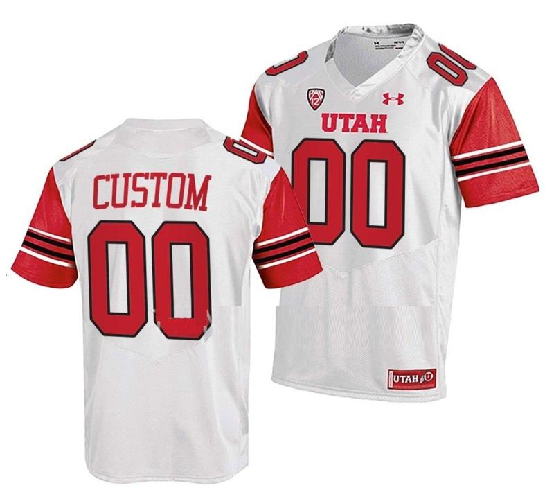 Men's Under Armour Custom Utah Utes Jersey Name and Number NCAA College Football Replica White