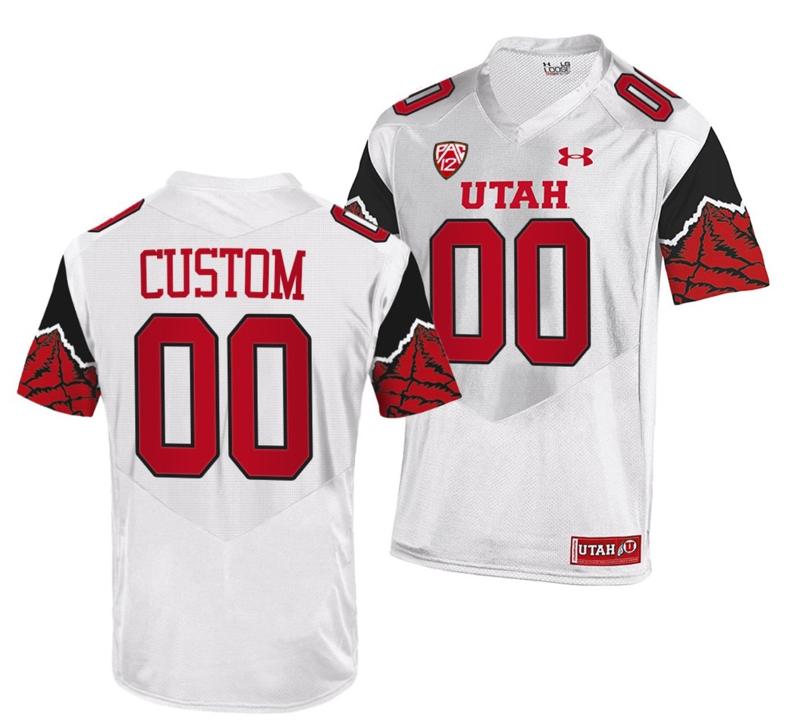 Men's Under Armour Custom Utah Utes Jersey Name and Number NCAA College Football Premier White