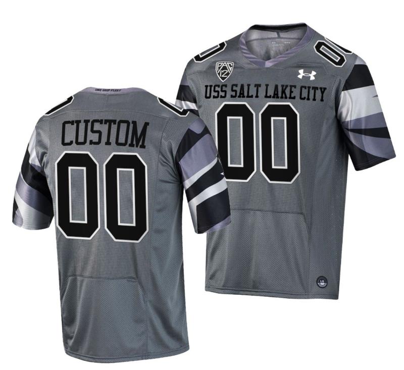 Men's Under Armour Custom Utah Utes Jersey Name and Number NCAA College Football USS Salt Lake City Alternate Gray