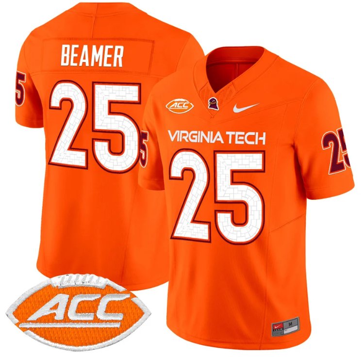 Men's Nike Frank Beamer Jersey #25 Virginia Tech Hokies Vapor Limited College Football Orange