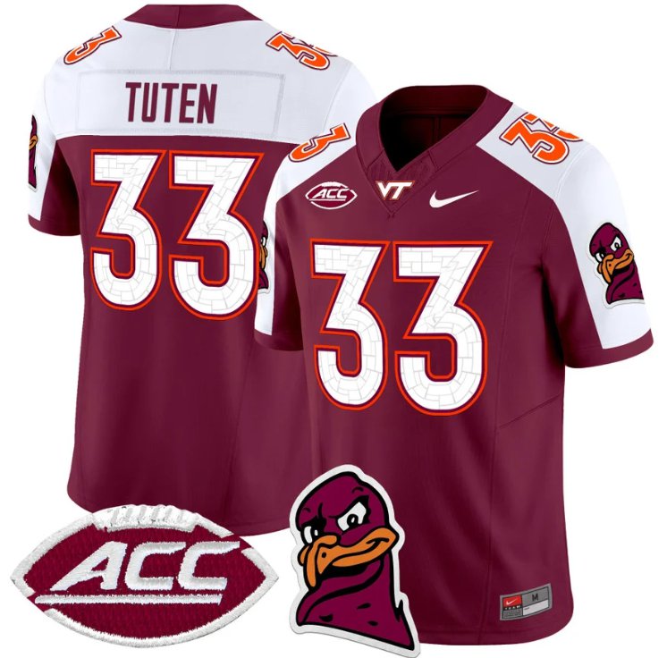 Men's Nike Bhayshul Tuten Jersey #33 Virginia Tech Hokies Vapor Limited College Football Maroon Alternate