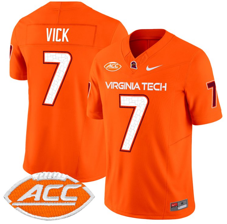 Men's Nike Michael Vick Jersey #7 Virginia Tech Hokies Vapor Limited College Football Orange