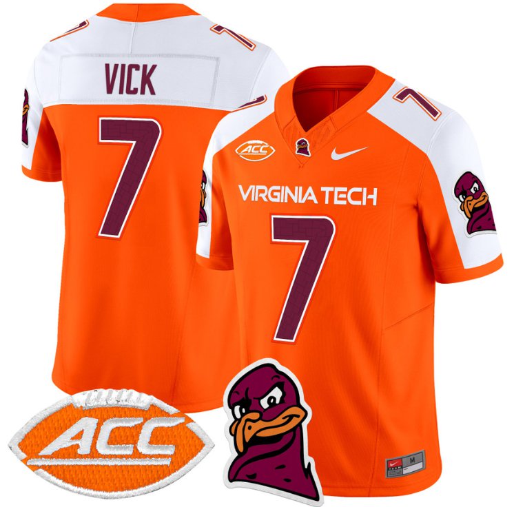 Men's Nike Michael Vick Jersey #7 Virginia Tech Hokies Vapor Limited College Football Orange Alternate