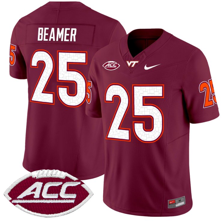 Men's Nike Frank Beamer Jersey #25 Virginia Tech Hokies Vapor Limited College Football Maroon