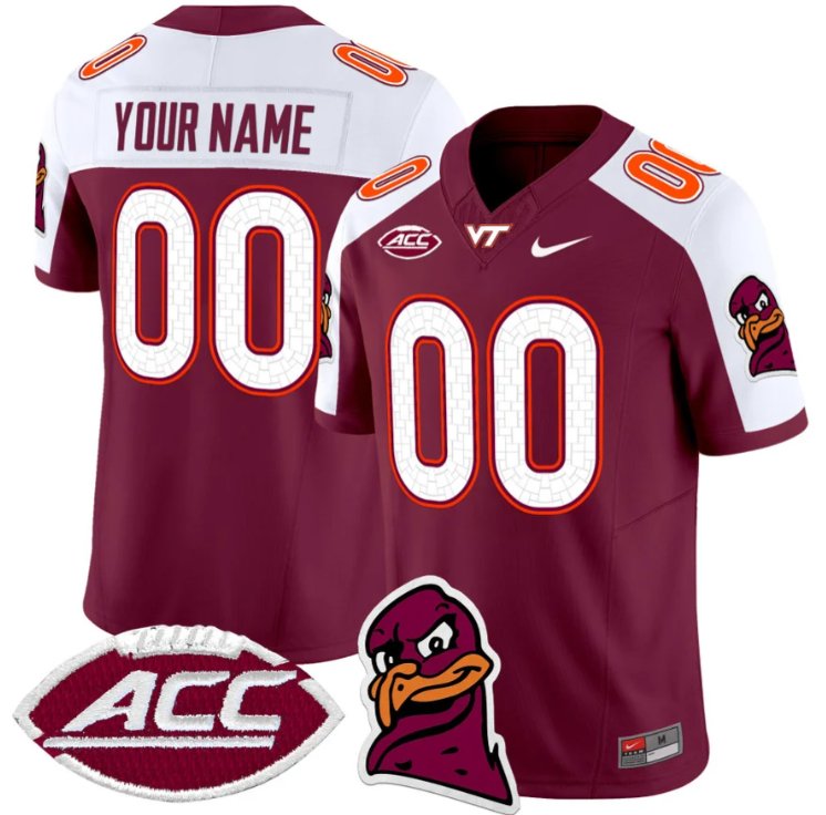 Men's Nike Custom Virginia Tech Hokies Jersey Name and Number Vapor Limited College Football Maroon Alternate