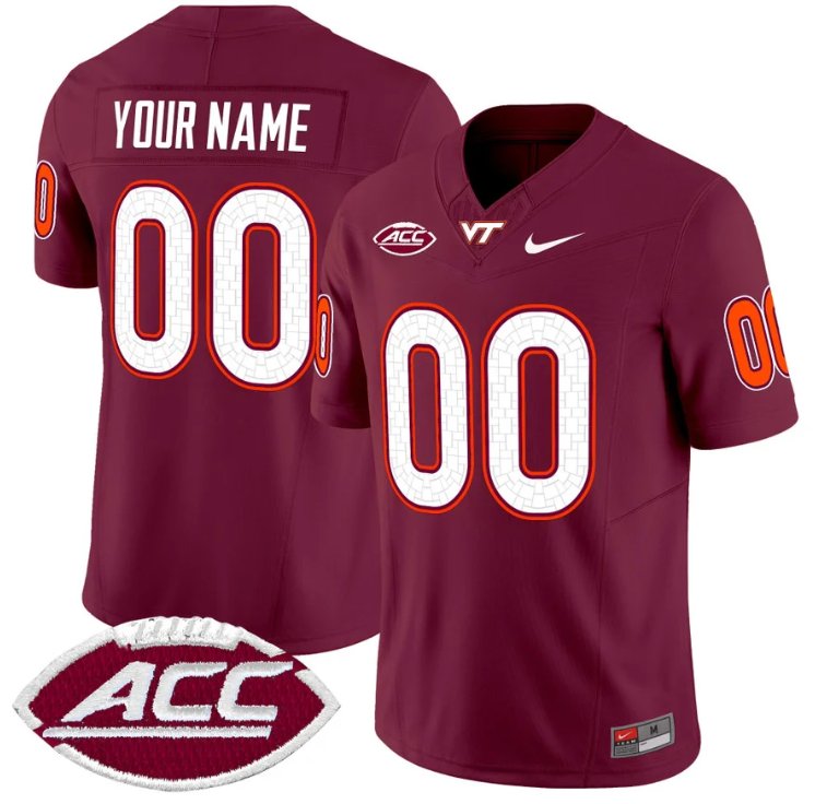 Men's Nike Custom Virginia Tech Hokies Jersey Name and Number Vapor Limited College Football Maroon