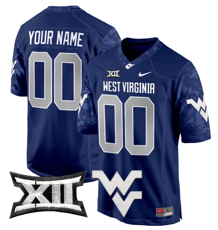 Men's Nike Custom West Virginia Mountaineers Jersey Name, Number Game Football Navy