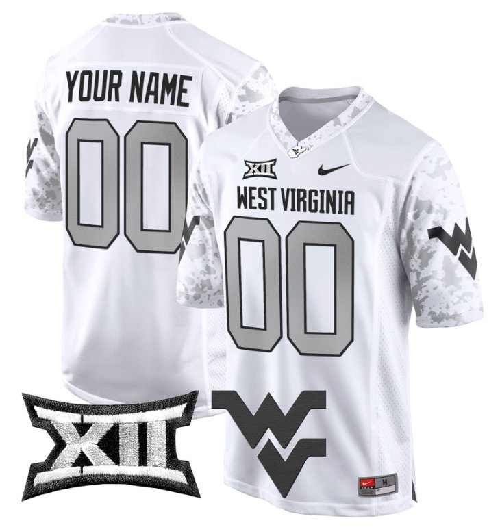 Men's Nike Custom West Virginia Mountaineers Jersey Name, Number Game Football White