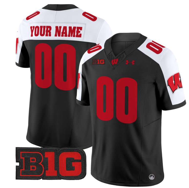 Men's Custom Wisconsin Badgers Jersey Name and Number Vapor Football Stitched Black Alternate