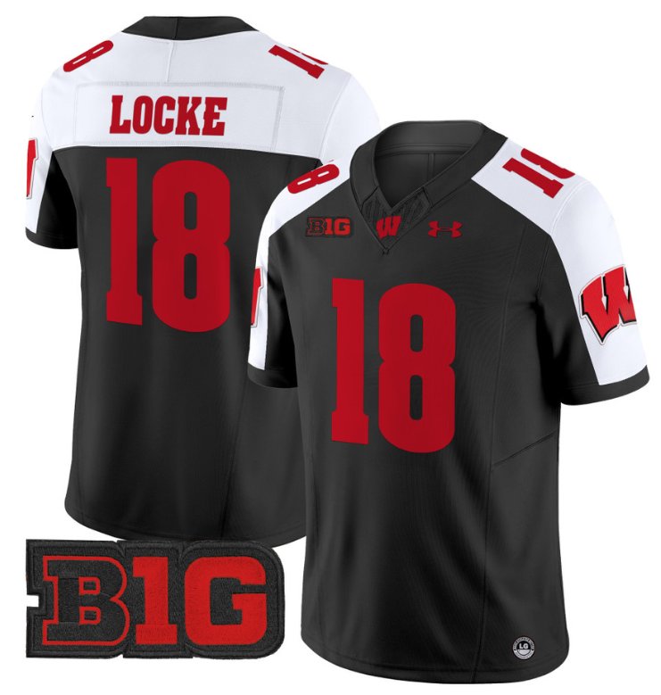 Men's Braedyn Locke Jersey #18 Wisconsin Badgers Vapor Football Stitched Black Alternate